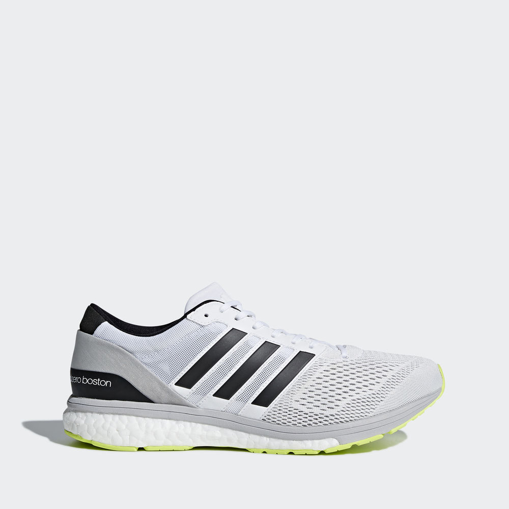 Adidas Adizero Boston 6 - παπουτσια για τρεξιμο ανδρικα - Ασπρα/Ασημι Μεταλλικός/Κίτρινα,Μέγεθος: EU